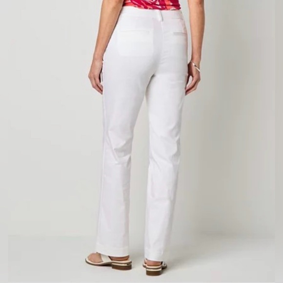 Liz Claiborne Emma Women’s Classic Fit Flare White Trousers Pants 10 NWT - Picture 2 of 6